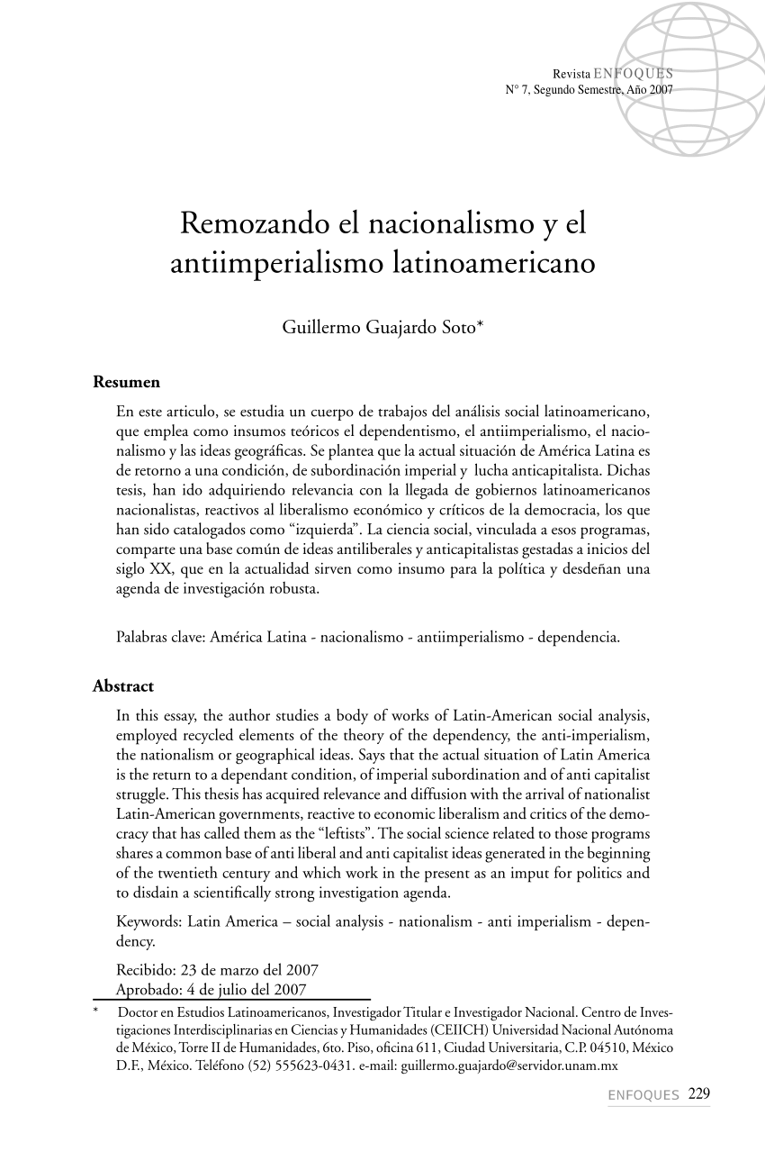 PDF) Remozando el nacionalismo y el antiimperialismo latinoamericano