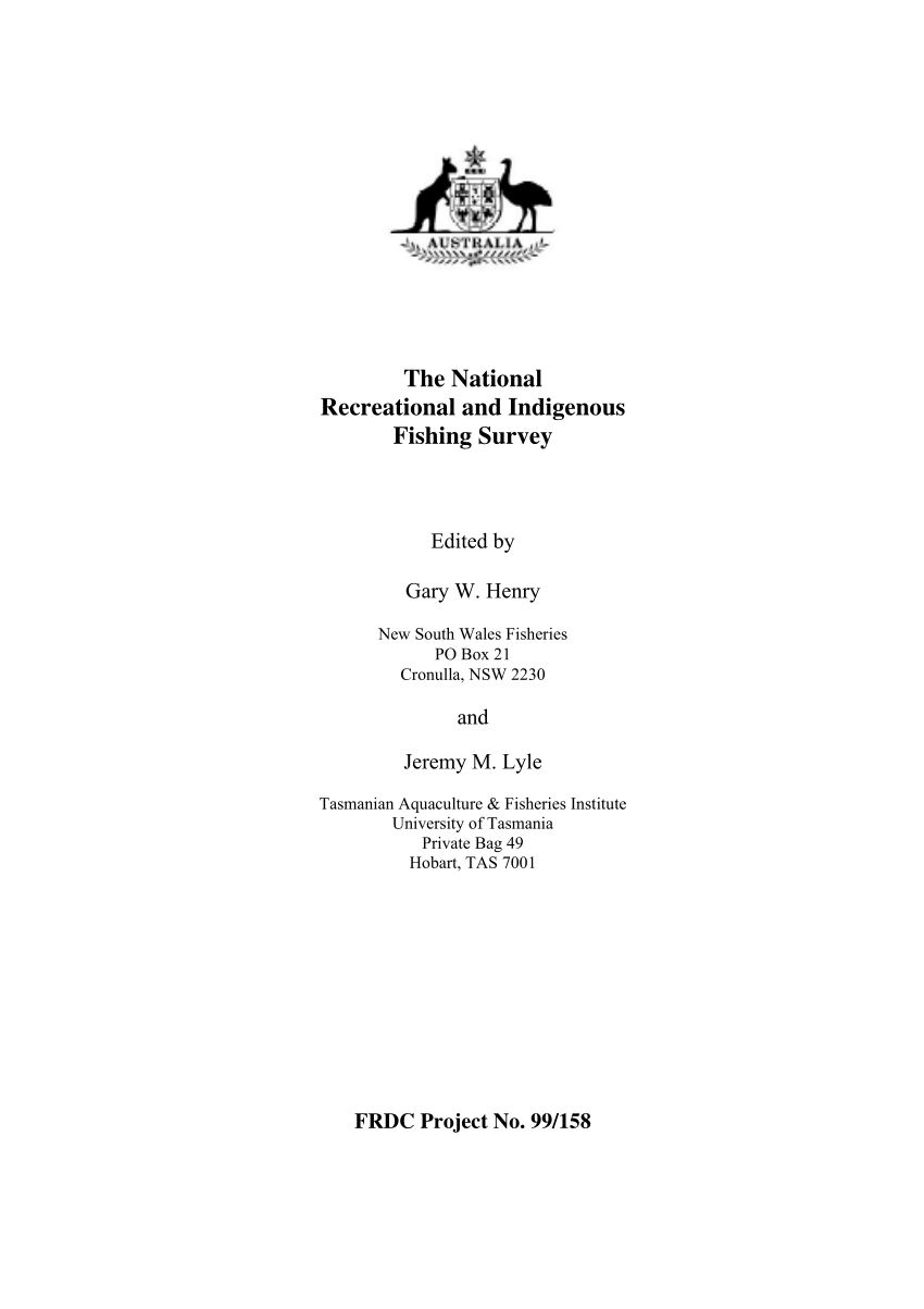 PDF) The National Recreational and Indigenous Fishing Survey