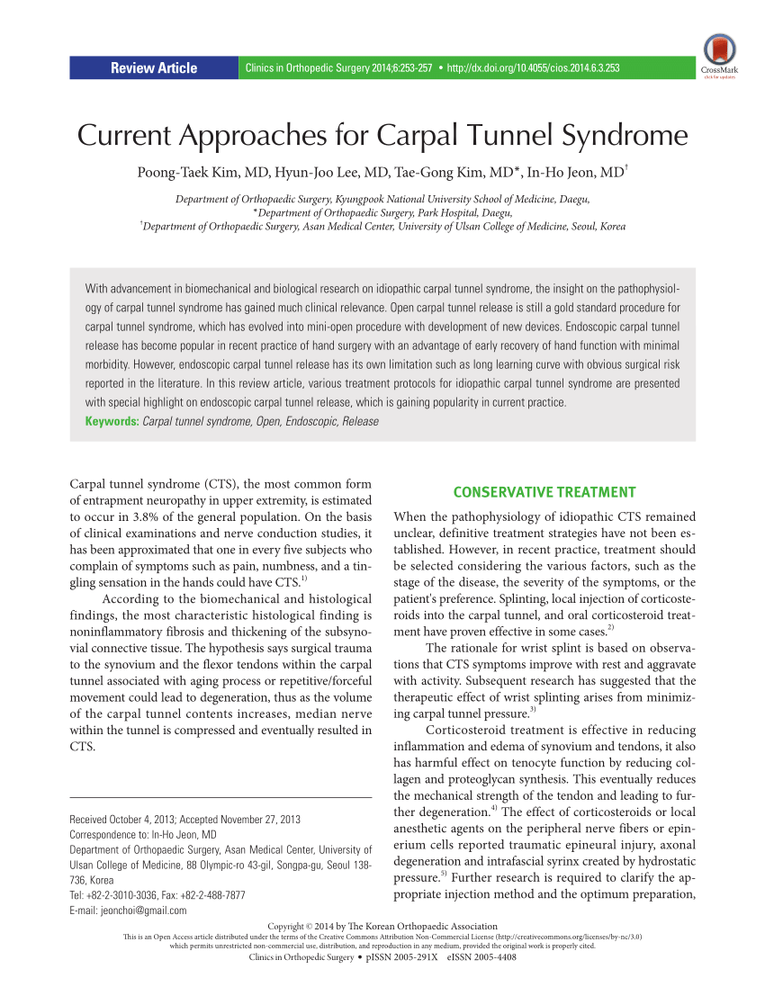 PDF) Current Approaches for Carpal Tunnel Syndrome