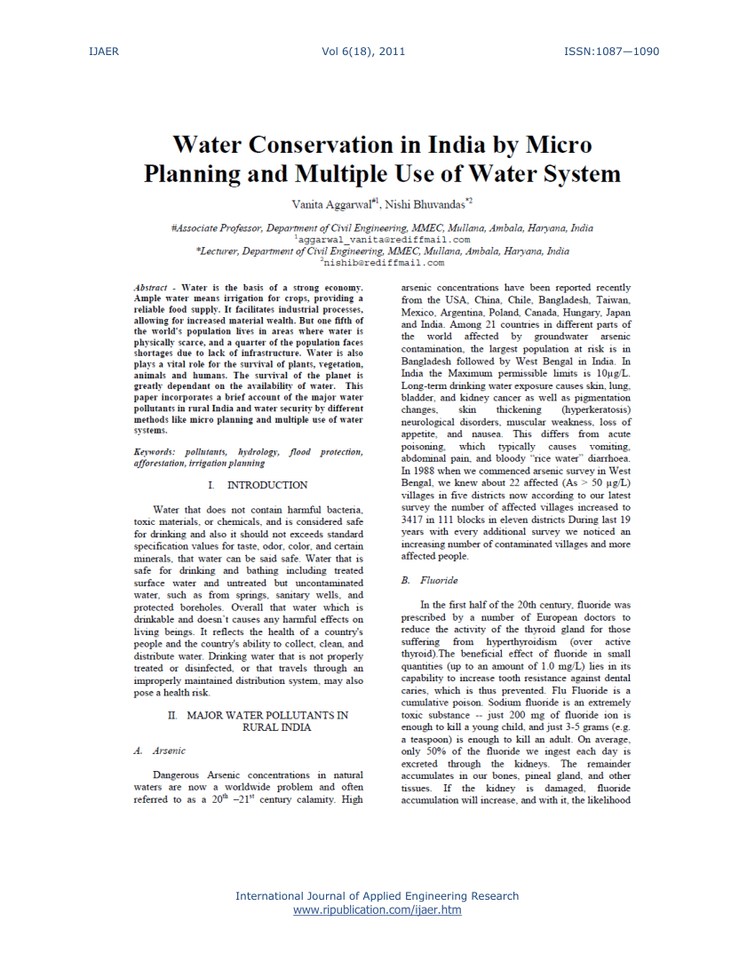 literature review of water conservation in india