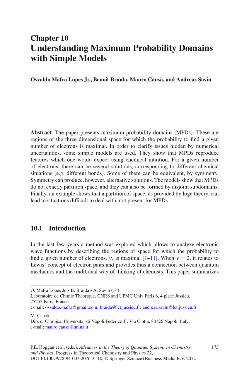 PDF) Understanding Maximum Probability Domains with Simple Models