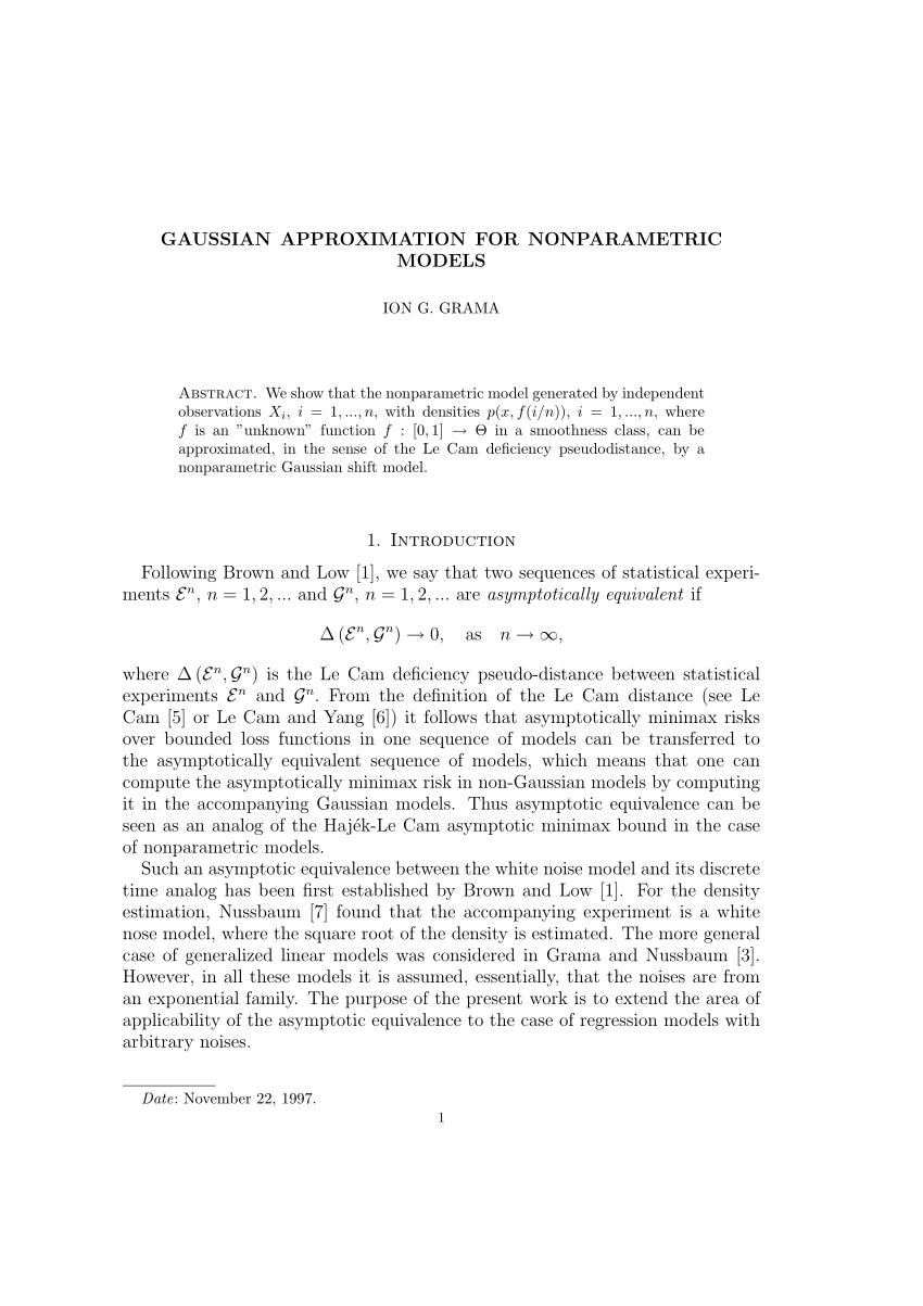 Pdf Gaussian Approximation For Nonparametric Models 0039
