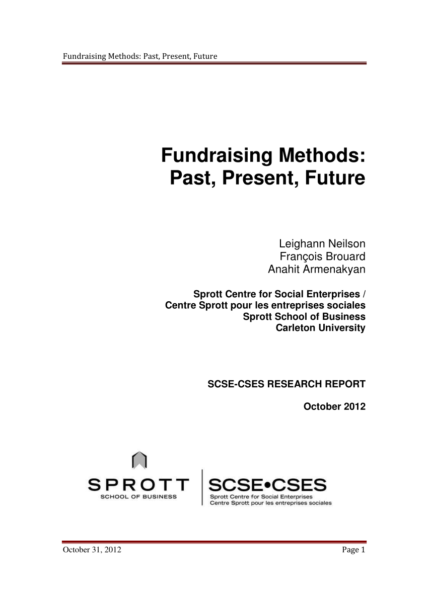 Pdf Fundraising Methods Past Present Future