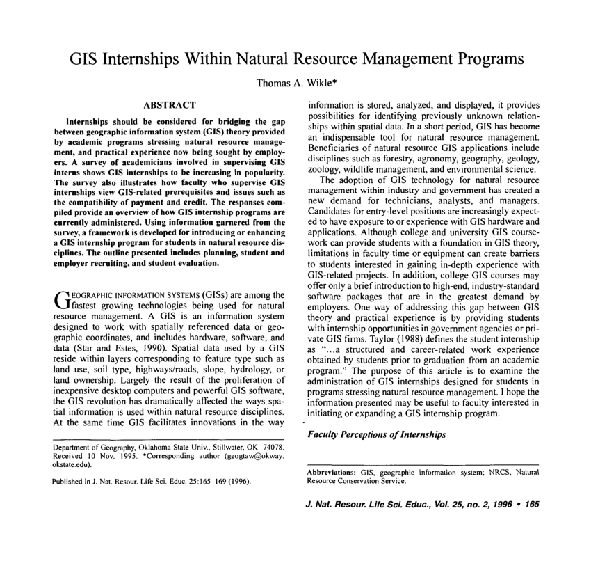 (PDF) GIS Internships Within Natural Resource Management Programs