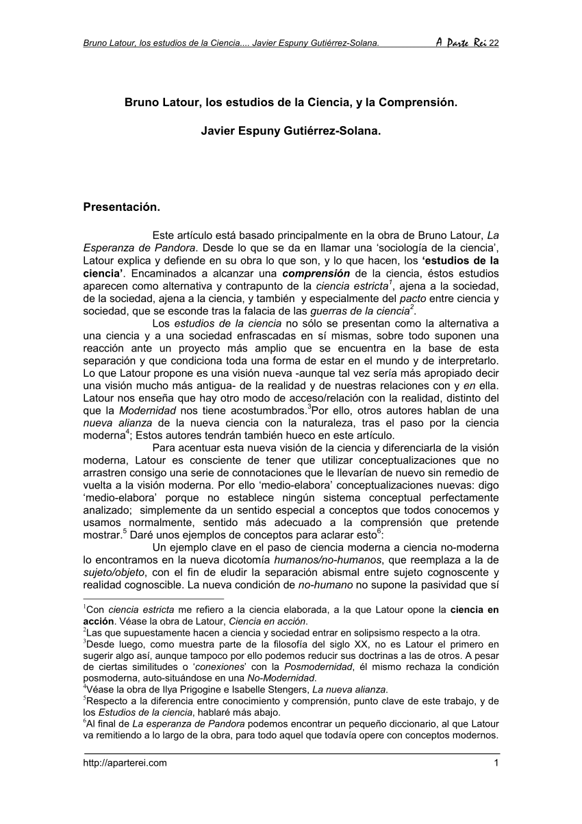 PDF) Latour, los estudios de Ciencia, la Comprensión