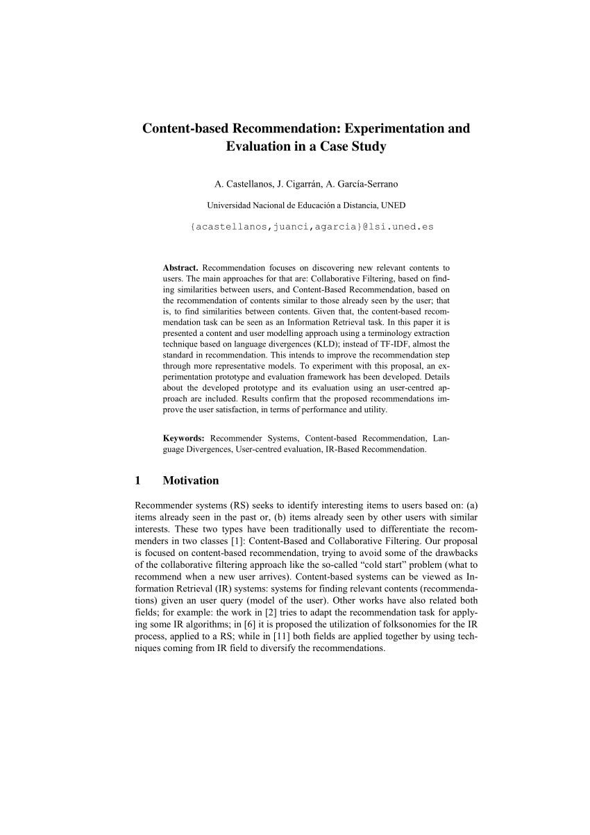 recommendation case study pdf