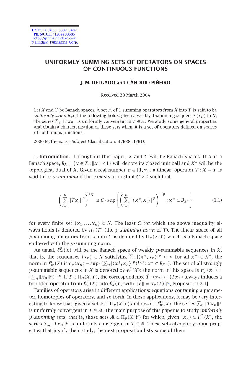 Pdf Uniformly Summing Sets Of Operators On Spaces Of Continuous Functions