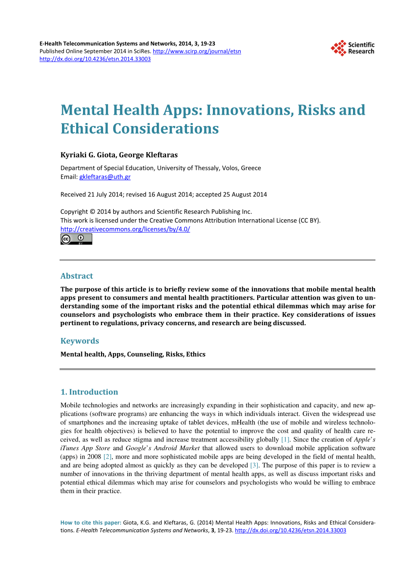 mental health apps research paper