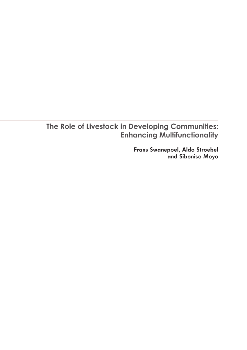 Pdf The Role Of Livestock In Developing Communities Enhancing Multifunctionality