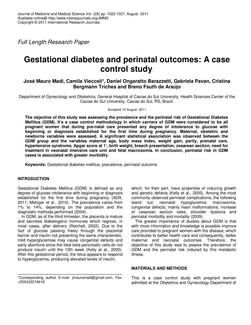 nested case control study gestational diabetes
