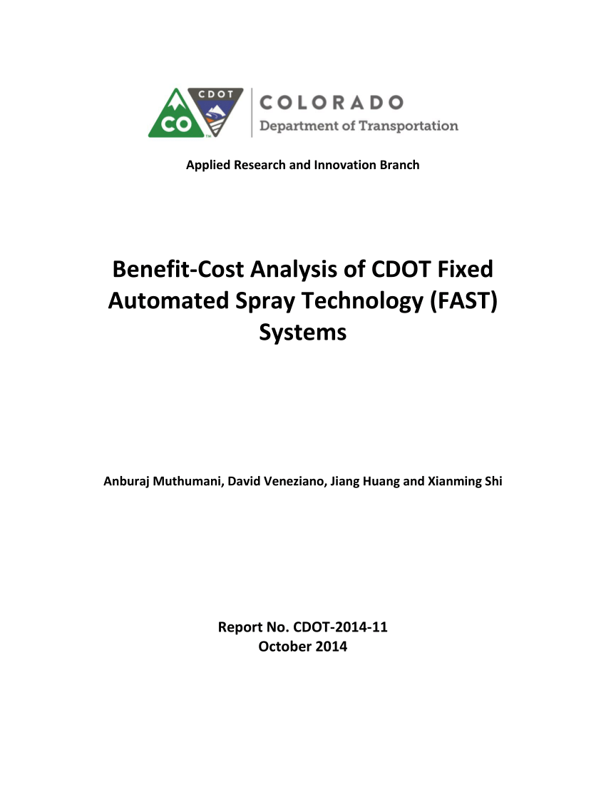 PDF) Benefit-Cost Analysis of CDOT FAST systems