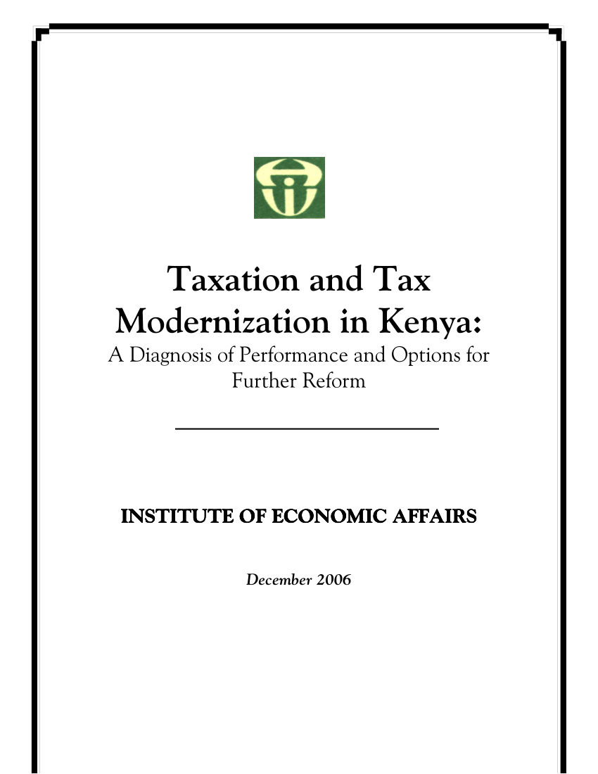 (PDF) Taxation and Tax Modernization in Kenya A Diagnosis of