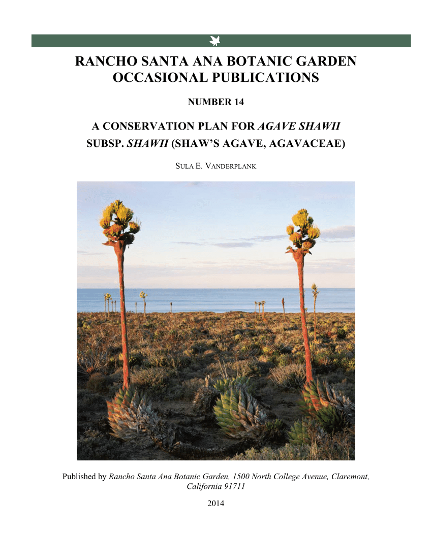 Pdf A Conservation Plan For Agave Shawii
