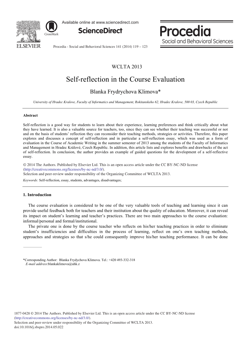 PDF) Self-reflection in the Course Evaluation