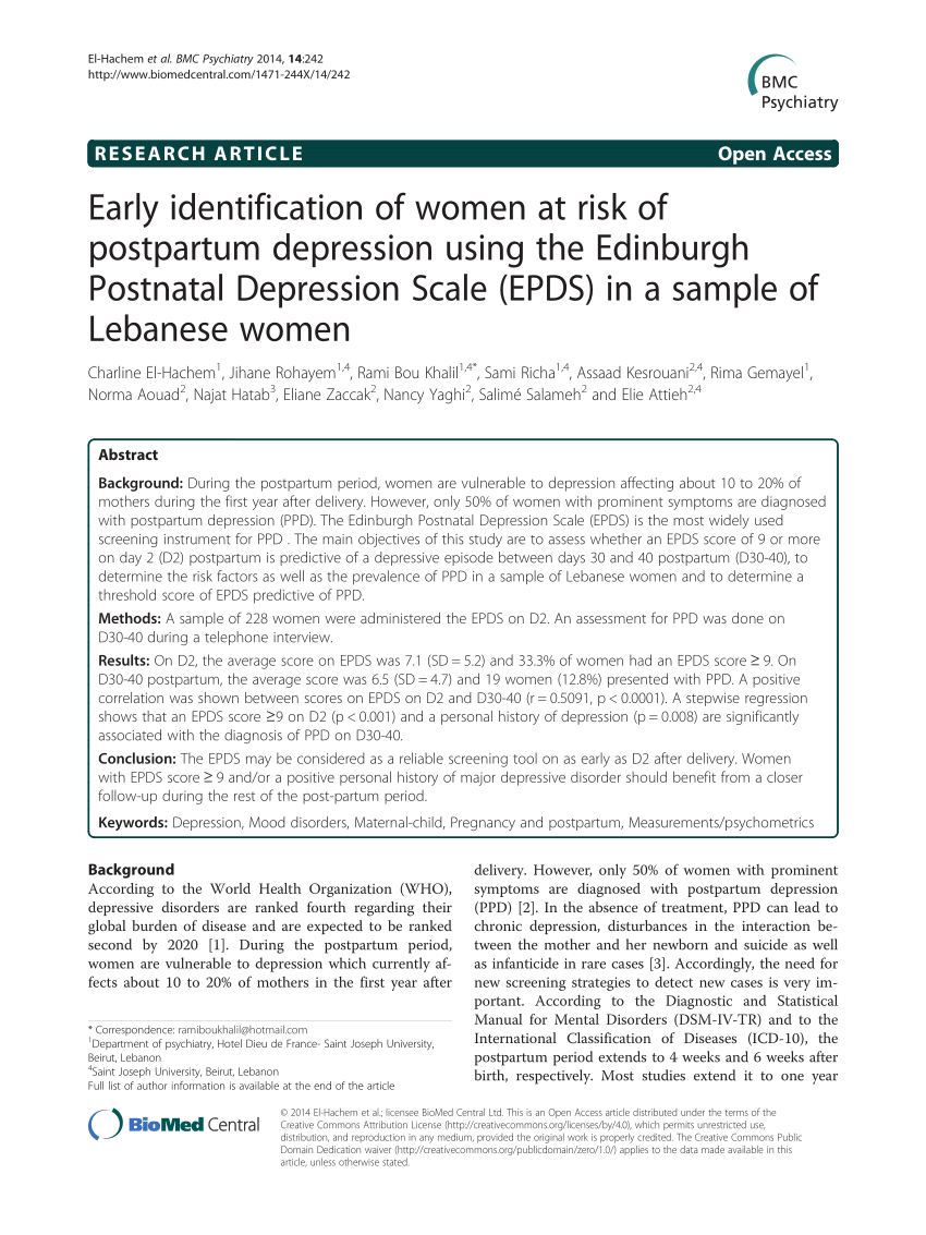 (PDF) Early identification of women at risk of postpartum ...