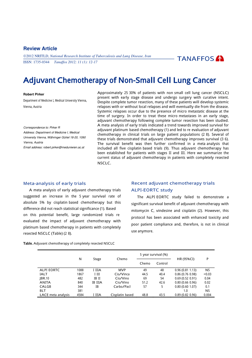 (PDF) Adjuvant Chemotherapy of NonSmall Cell Lung Cancer