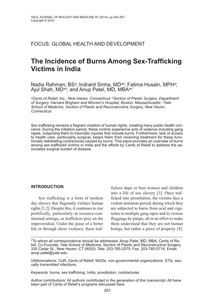 PDF) The Incidence of Burns Among Sex-Trafficking Victims in India pic