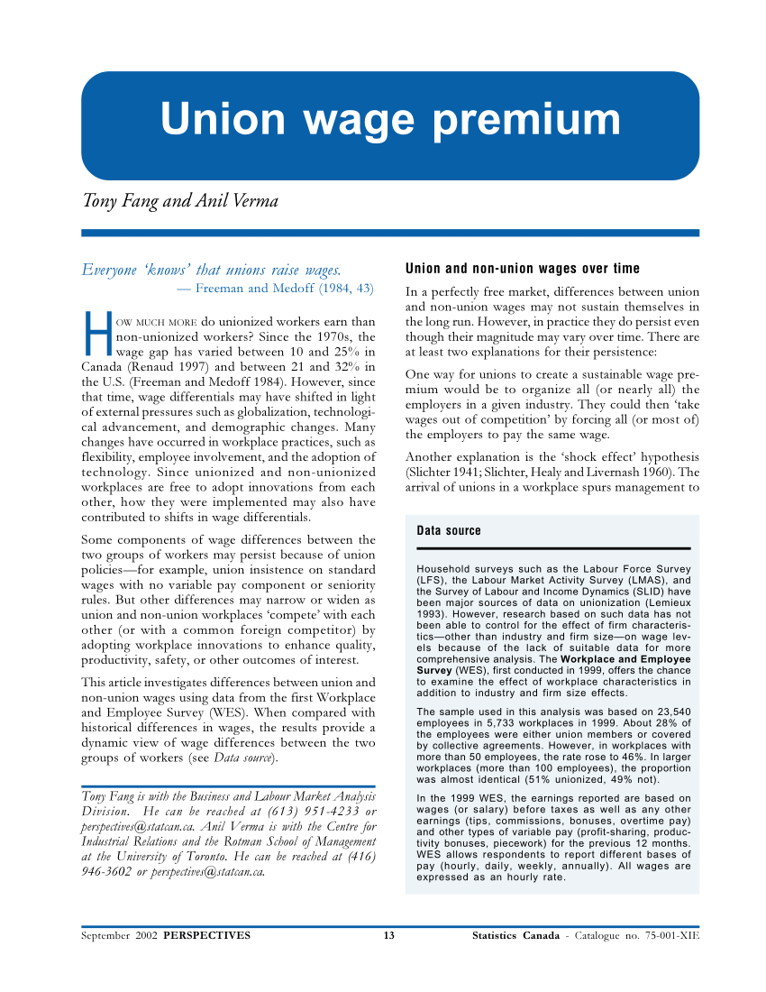 PDF Union Wage Premium