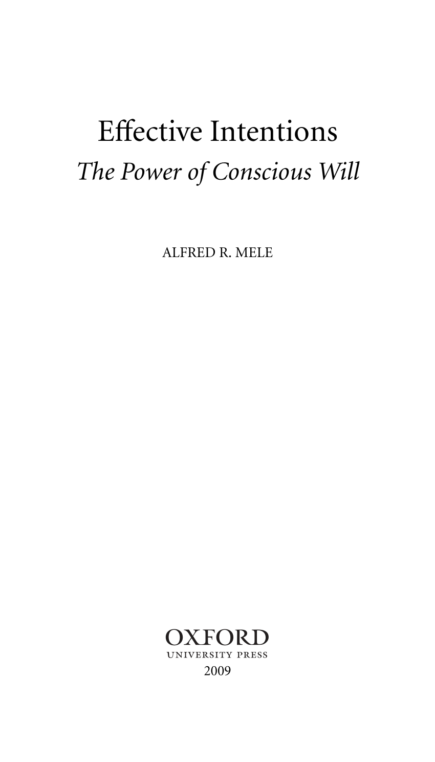 Pdf Effective Intentions The Power Of Conscious Will - 