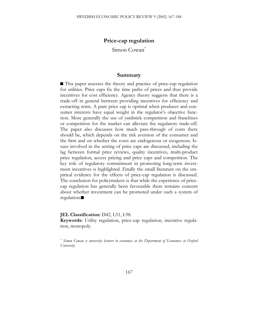 (PDF) Price-cap regulation