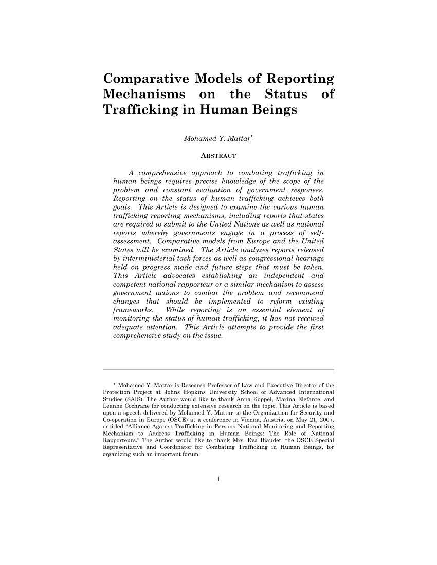 PDF) Comparative Models of Reporting Mechanisms on the Status of ...