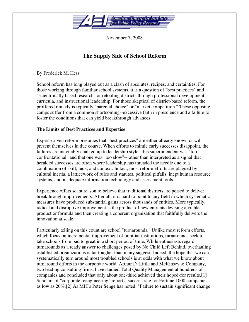 research paper on school reform