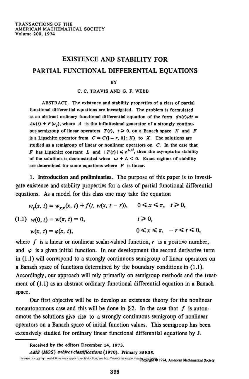 Pdf Existence And Stability For Partial Functional Differential Equations