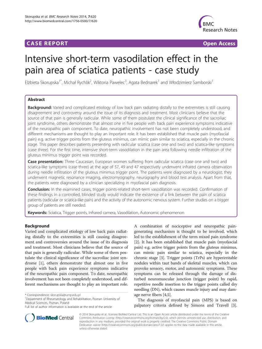 PDF) short-term vasodilation effect in the pain area of sciatica patients - Case study