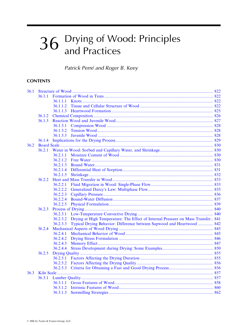 PDF) 36 Drying of Wood: Principles and Practices