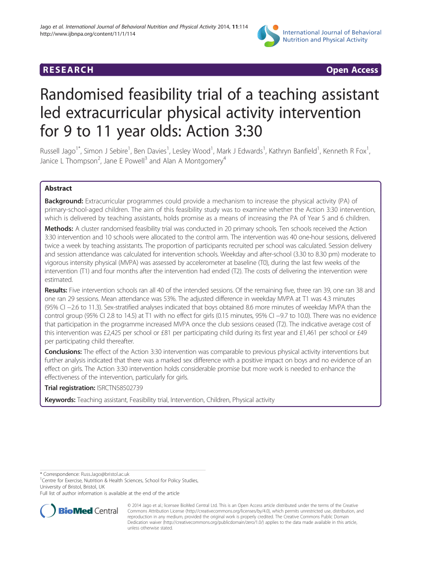 PDF) Randomised feasibility trial of a teaching assistant led ...