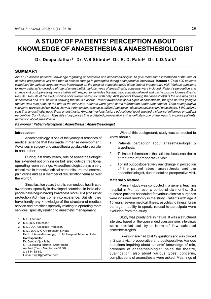 dissertation topics in anaesthesia