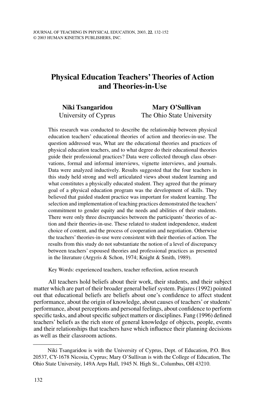 research article about physical education