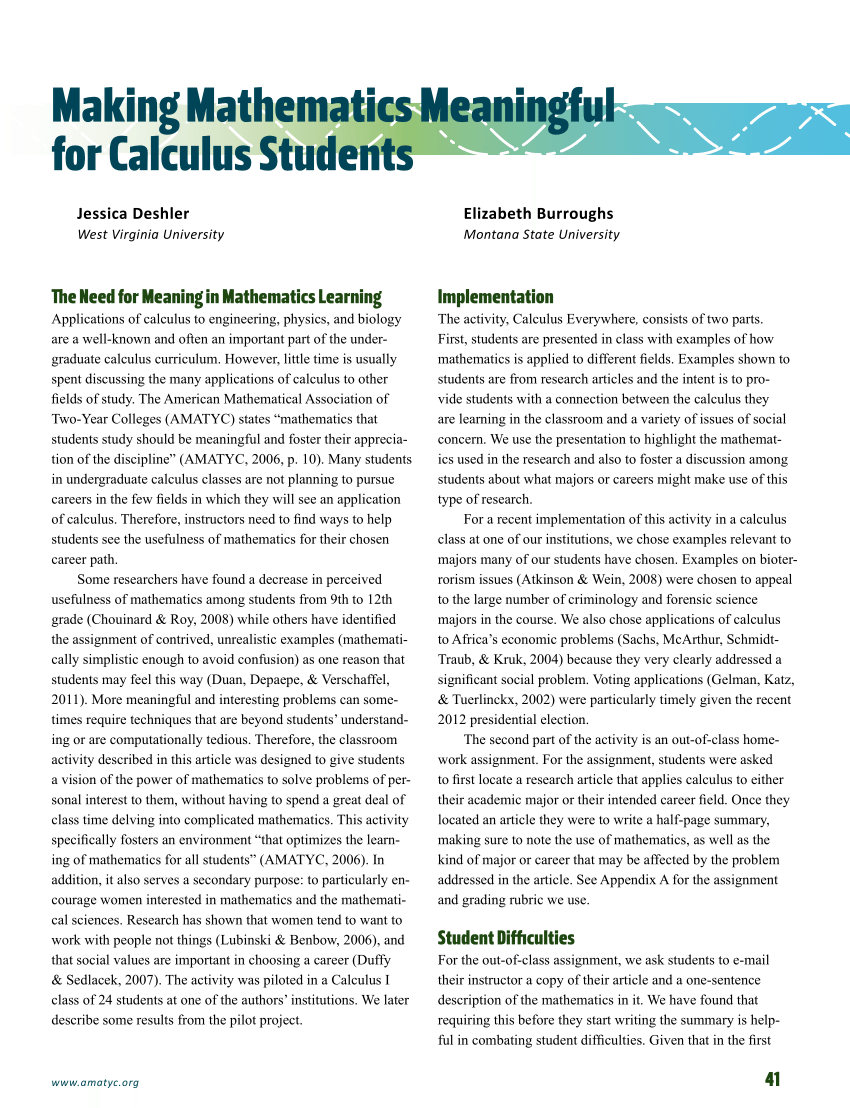 research paper about calculus pdf