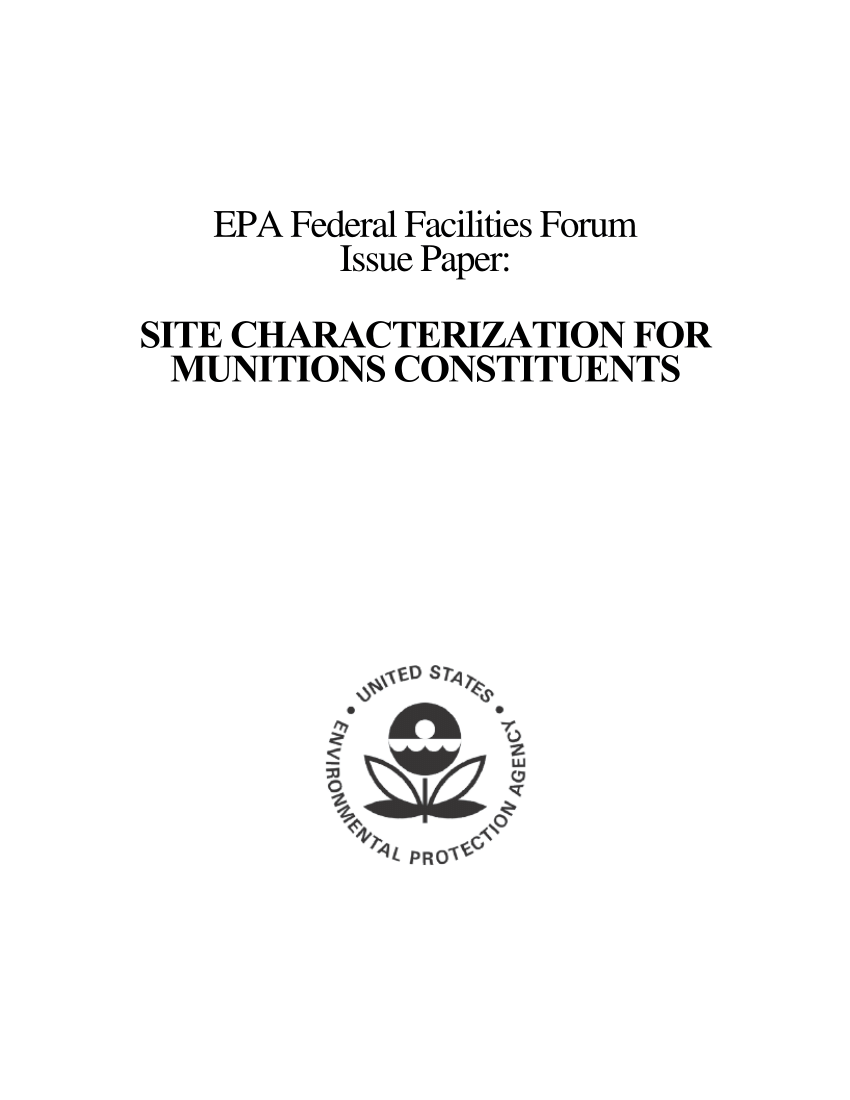 PDF) EPA Federal Facilities Forum Issue Paper: Site Characterization for  Munitions Constituents