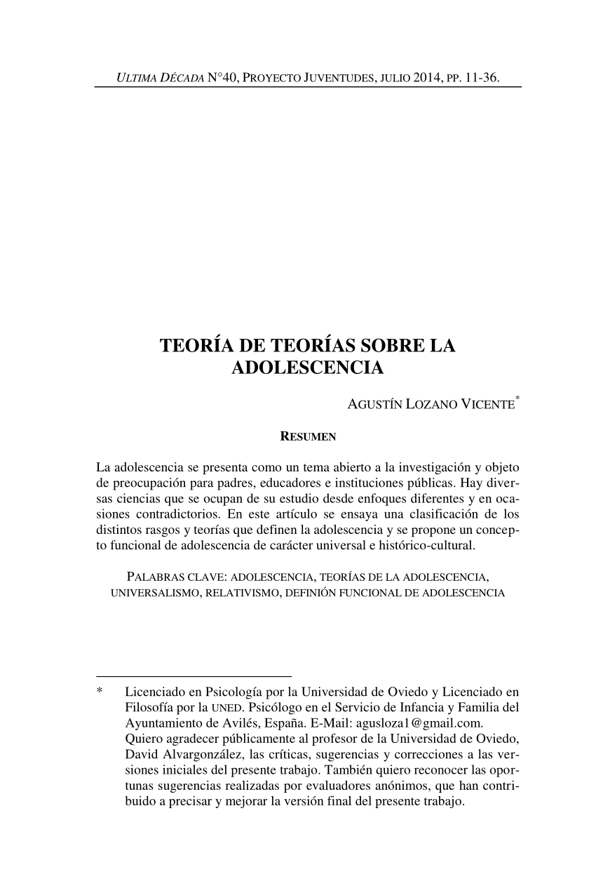 PDF Teor a de Teor as sobre la Adolescencia