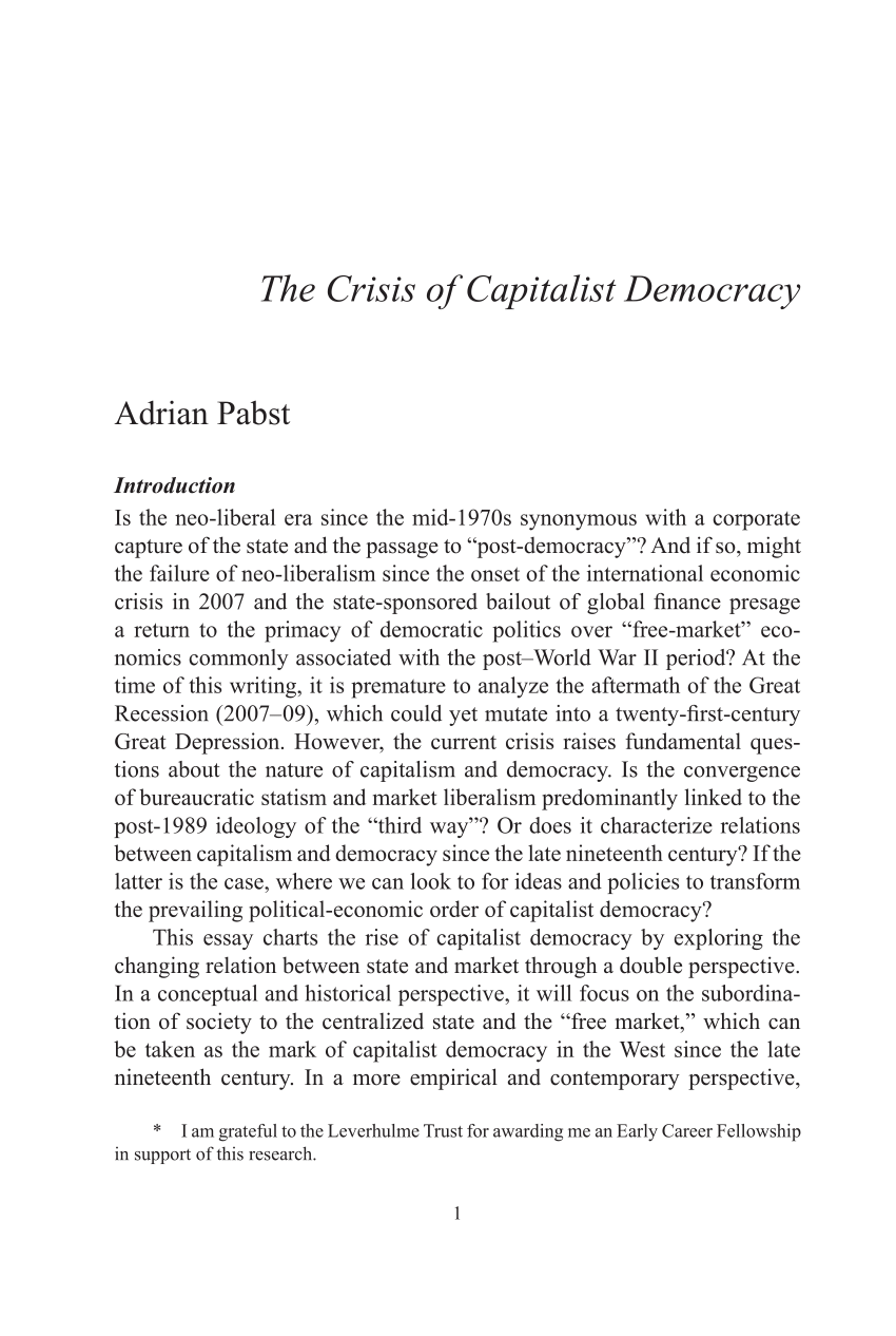 essay on democracy in crisis