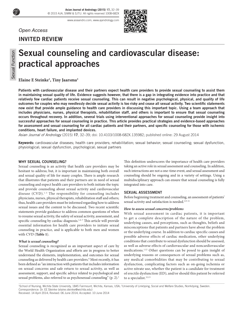 Pdf Sexual Counseling And Cardiovascular Disease Practical Approaches 4190