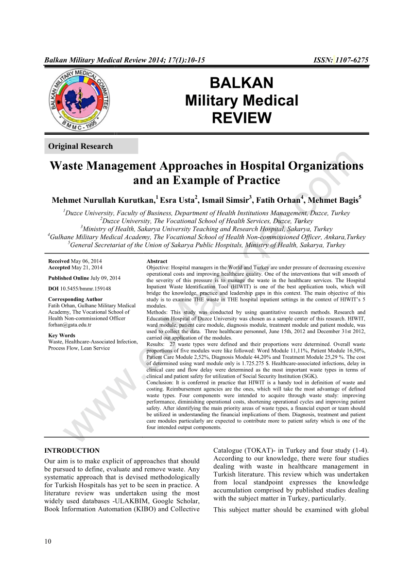 research papers on hospital waste management