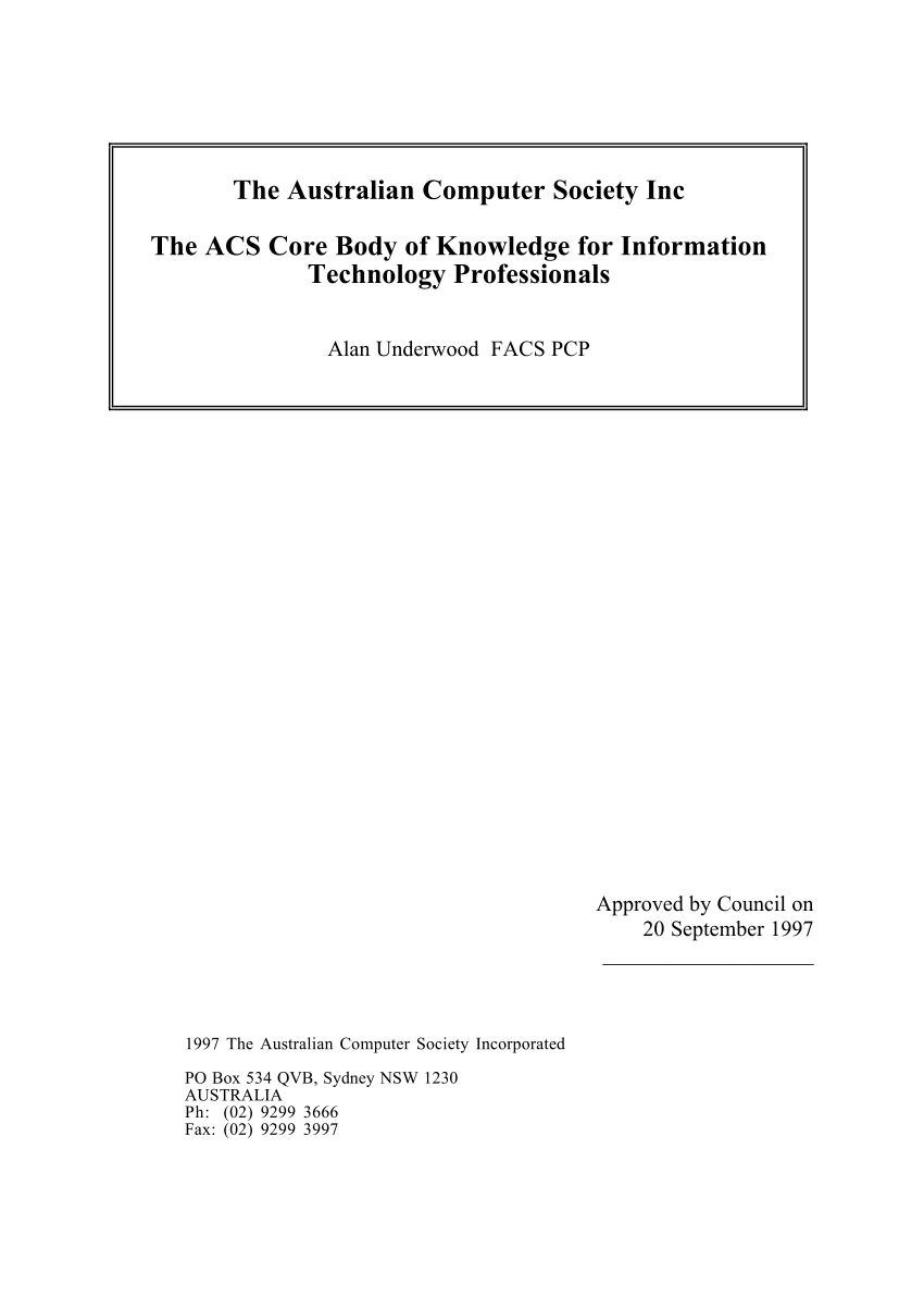 specielt bomuld lineær PDF) The Australian Computer Society Inc The ACS Core Body of Knowledge for  Information Technology Professionals