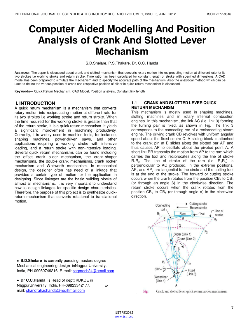 Vector representation of Crank and slotted lever Quick Return Mechanism. |  Download Scientific Diagram