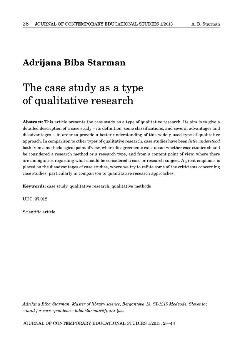 Case Study In Qualitative Research