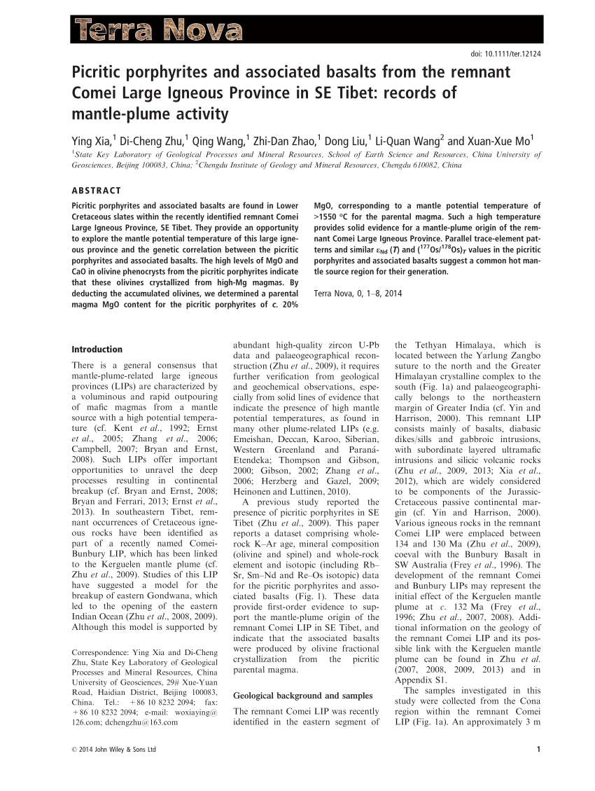 PDF) Picritic porphyrites and associated basalts from the remnant