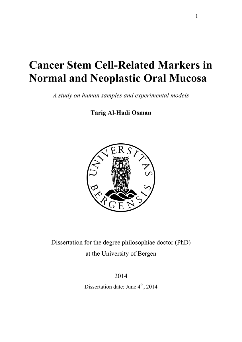cancer stem cells phd thesis