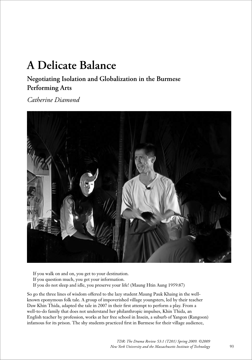 Pdf A Delicate Balance Negotiating Isolation And Globalization In The Burmese Performing Arts