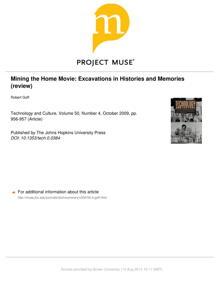 Pdf Mining The Home Movie Excavations In Histories And Memories Review
