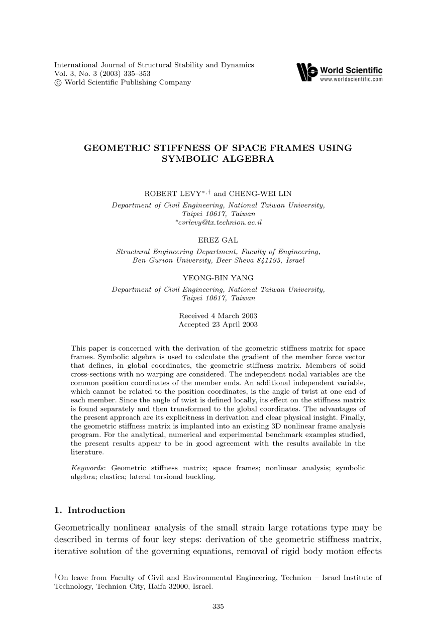 Download Pdf Geometric Stiffness Of Space Frames Using Symbolic Algebra