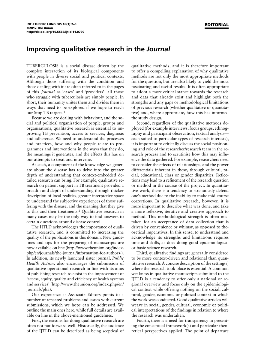 example of research journals and literature