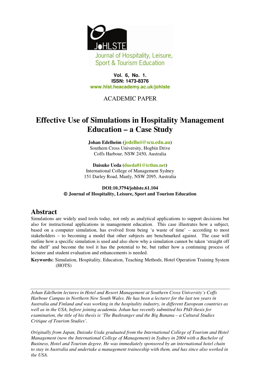 case study of hospitality management
