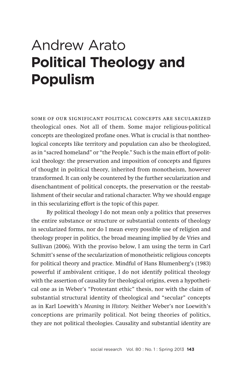 Pdf Political Theology And Populism