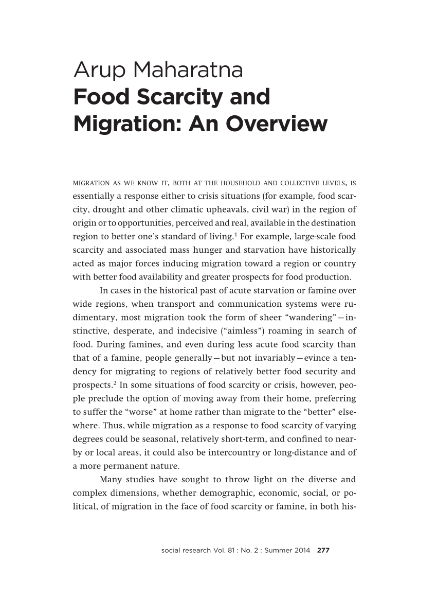 essay on food scarcity